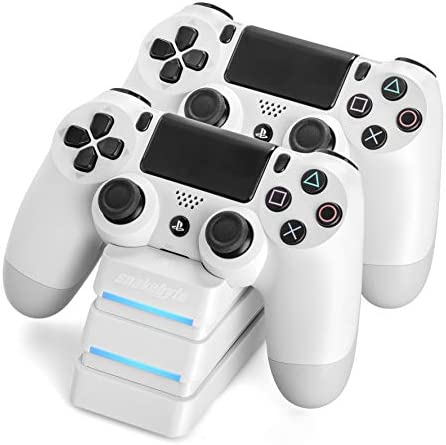 snakebyte Twin:Charge 4 - Blanco - Cargador/estación de Carga Compatible con Playstation 4/ PS4 Slim / PS4 Pro Dualshock 4 Controllers, estación de Acoplamiento para 2 Gamepads