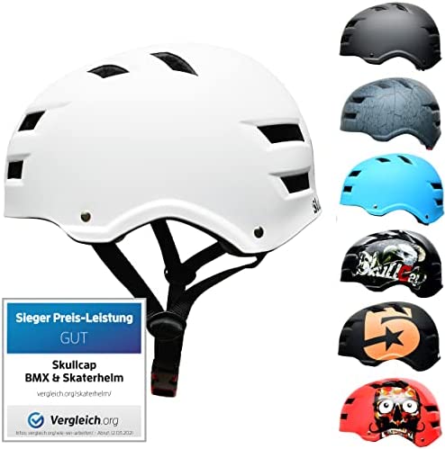 Skullcap Casco Bicicleta Adulto para Hombres, Mujeres y Niños, Cascos Bici para Niños, Casco de Bicicleta Correas Ajustables y Protección, Casco Patinete Electrico Ligero y Transpirable BMX