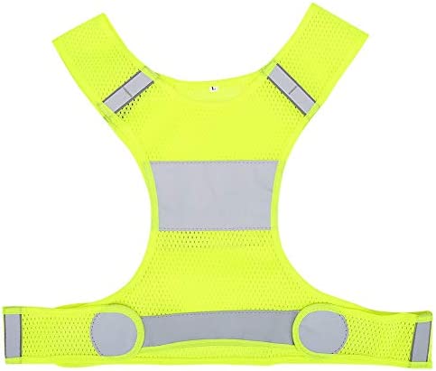 Keenso Chaleco Reflectante para Correr, Cintura Amarilla Fluorescente Chaleco Reflectante de Alta Visibilidad Ajustable Chaleco de Seguridad para Correr de Noche con Bolsillo