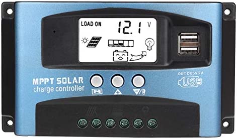 Fydun MTTP Controlador de Carga Solar Panel Cargador de batería Inteligente regulador con Pantalla LCD y Doble Puerto USB para el hogar Industria(60A)
