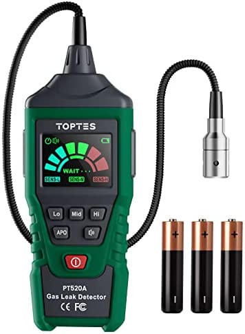 TopTes Detector de Gas PT520A, Localice fugas de gas combustible como metano, propano, butano, LPG y LNG, Detectores de gas para vehículos recreativos, casas (Incluye 3 Baterías) - Verde