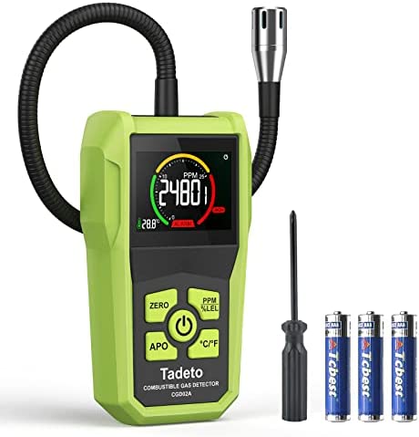 Detector de Gas Natural, Detector de Fugas Portátil Tadeto, Gases Inflamables para Metano, Propano, Butano, Detector de Fugas de Gas de Alcantarillado con Alerta de Voz
