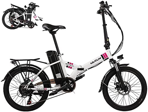 VARUN E Bike Plegable 20" * 1.95" /20" * 4.0" Fat Tire City E-Bike con 250W 36V 10.4Ah / 48V 12.5Ah Batería, E-Bike Bicicleta Plegable para Mujeres y Hombres, Shimano 7 velocidades