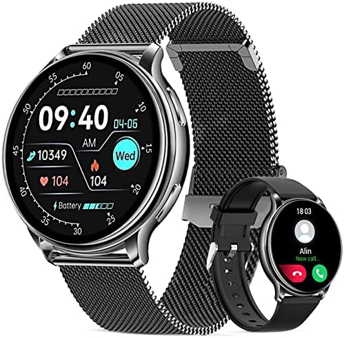 Efolen Reloj Inteligente Mujer Hombre, 2022 Smartwatch con Llamadas y Whatsapp, Fitness Tracker Oxímetro (SpO2) | Esfera de Reloj de DIY, 1,32" Smart Watch para Android iOS (Negro)