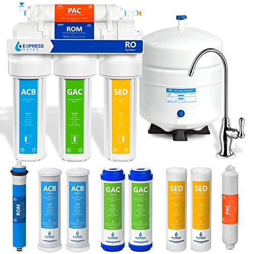 Sistema de filtración de agua de ósmosis inversa Express Water, 5 etapas, más juego extra de 4 filtros de repuesto de calidad suprema – RO5DX