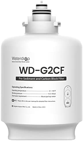 Waterdrop Filtro WD-G2CF, 12 meses de vida útil, reemplazo para el sistema de ósmosis inversa WD-G2-B, WD-G2-W