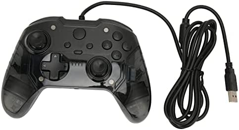 Sxhlseller Controlador de Gamepad con Cable para Xbox PC, Controlador de Juego con Cable Profesional, Joystick de Gamepad de Carcasa Transparente RGB de Doble Vibración Portátil para Xbox PC(Negro)