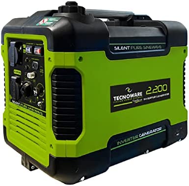 Tecnoware Generador de 2200 VA Inverter insonorizado, Monofásico 230 Vac, 50 Hz, Motor OHV de Combustión Interna Alimentado con Gasolina (Capacidad del Depósito 4 L), Arranque Manual