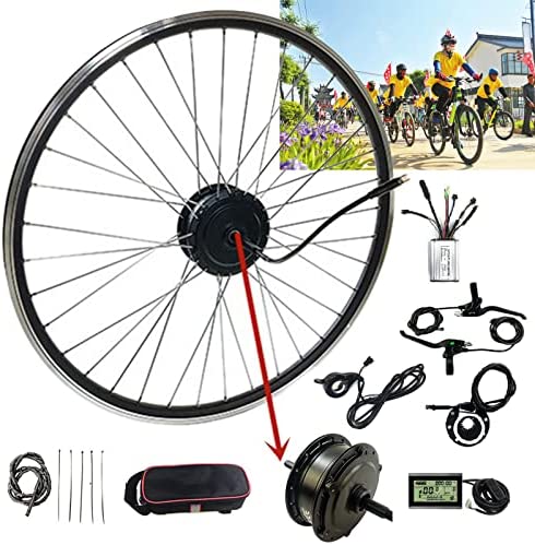 Niczu Kit Conversión Bicicleta Eléctrica 20 24 26 27.5 28 29 Pulgadas 700C Rueda Trasera 24V 36V 48V 250W 350W 500W Accionamiento Trasero Motor Rotativo Adecuada para Bicicleta Carretera,36V350W-26in