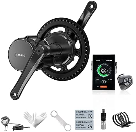 BAFANG BBS01B 36V 250W Mittelmotor Kit EBike Conversion Kit Elektrofahrrad Motor E-Bike Umbausatz, Optionale Rahmenbatterie, MAX Unterrohrbatterie, Gepäckträgerbatterie