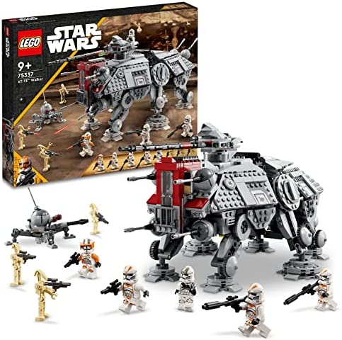 Lego 75337 Star Wars Caminante AT-TE Articulado, Juguete Construcción, Mini Figura Comandante Cody, 3 Soldados Clon 212 y Droides, Juego de Batalla