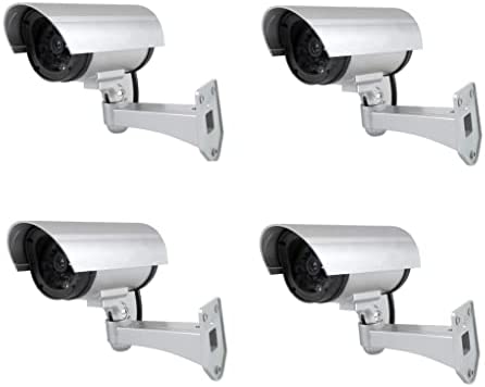 LEOFLA 4 cámaras Falsas al Aire Libre para vigilancia luz LED Intermitente infrarrojo