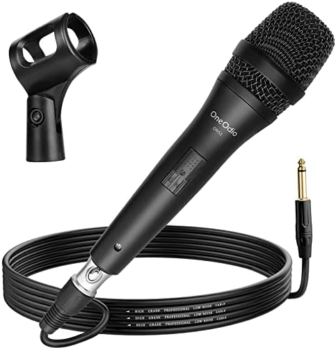OneOdio ON55 Micrófono Vocal con Cable con Cable de 5M y Clip para Micrófono,Hembra de Metal,Micrófono Vocalista de Mano para Cantar/Hablar/Boda/Actividad al AireLibre/Amplificador de Guitarra/Karaoke