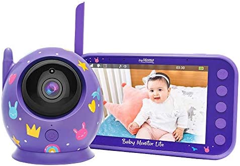 Monitor de Bebé Lite inalámbrico con cámara HD y audio, monitor de bebé inteligente con video, audio bidireccional, 4.3”, visión nocturna, sensor de temperatura, modo eco, 75° de apertura lente (Lila)