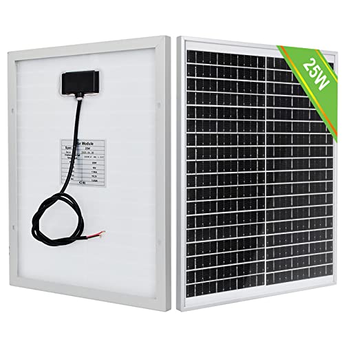 ECO-WORTHY 25W Panel Solar 12V Monocristalino Placa Solar Portátil para Barcos, Luz, Gallinero, Bomba, Carga de Batería