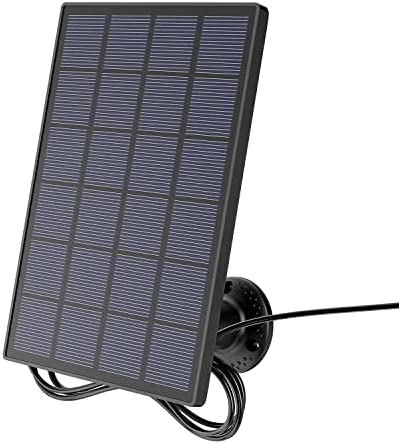 TWUFY Panel Solar para Batería de Camara Vigilancia WiFi Exterior, Compatible con la App CloudEdge, Puerto Micro USB 5V 1A 3.5W, Cable de 3m, Soporte de Montaje Ajustable