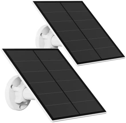 5W Panel Solar para la cámara de Seguridad de la batería Recargable, Fuera de la Potencia Impermeable IP65 para la cámara de vigilancia inalámbrica, Micro USB, Soporte de Montaje en Pared, 2 Pack