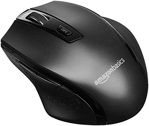 Amazon Basics Ratón inalámbrico ergonómico, DPI ajustable, negro