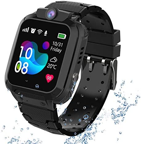 GPS Reloj Smartwatch para niños, impermeable GPS Rastreador Reloj anti-perdida de teléfonos inteligentes SOS, llamada bidireccional juegos matemáticas - regalo para para Niños Niña 3-12 Años, Black