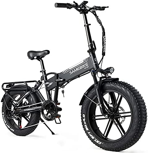 SAMEBIKE Bicicleta eléctrica 20" Fatbike Bicicleta Montaña Plegable Ebike, 48 V10.4 Ah,Pedal Assist,Shimano 7 Vel,para Adolescentes y Adultos(Alcance 40-100KM)