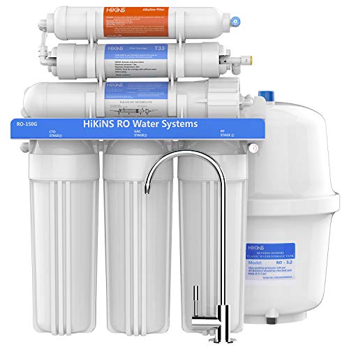 HiKiNS Sistema de Filtración de Agua, Sistema de Filtración para Beber de Ósmosis Inversa de 6 Etapas Bajo el Fregadero con Gran Flujo de Membrana de 150 GPD y Ahorro de Agua