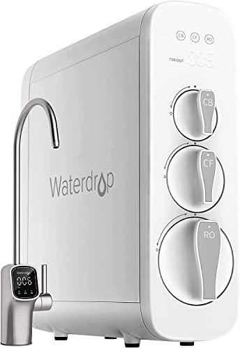 Waterdrop G3 RO Sistema de Filtración de Agua Potable por Osmosis Inversa, Reduce la Dureza del Agua y El TDS, Diario de 1514 Litros, Llave Inteligente, WD-G3-W