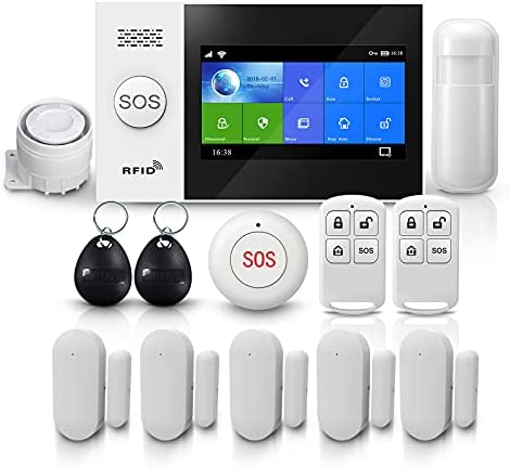 PGST Sistema de seguridad para el hogar PG-107, alarmas para casa wifi de 4.3 pulgadas + 2G+ GPRS Alarmas antirrobo inalámbricas, App Remote Smart Siren para el hogar (sistema de alarma GSM)