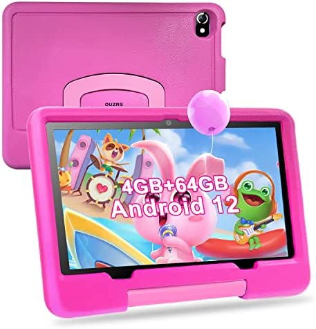 Tablet 10 Pulgadas Android 12 GO GMS , 4GB RAM+64GB ROM (TF 128)Tablet Niños ,Tableta Control Parental, 6000mAh -With Pre-Installed Kids App, Juega y Estudia Tablets Infantil Con Eva Estuche Protector