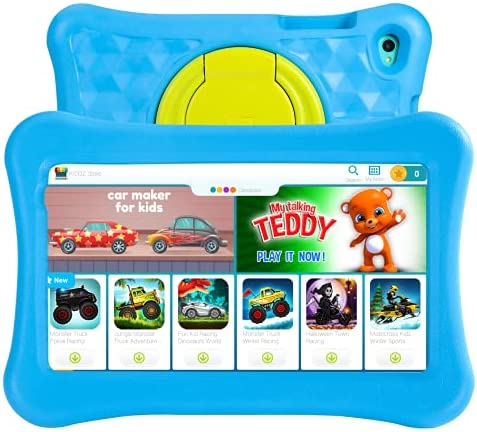 AWOW Tablet para niños de 8 Pulgadas Tablet Infantil, Android 11 Go Quad Core, 2GB RAM 32GB ROM, KIDOZ Preinstalado, con Kid-Proof Funda y Lápiz Táctil, Control Parental, Doble Cámara, Azul