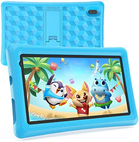 BENEVE Tablet Niños 7 Pulgadas Android 10 Quad Core Tablets PC para Niños WiFi Bluetooth 1024x600 Tablet Infantil 2GB 32GB Doble Cámara Kid-Proof Funda Tablet Niños Educativo (Azul)