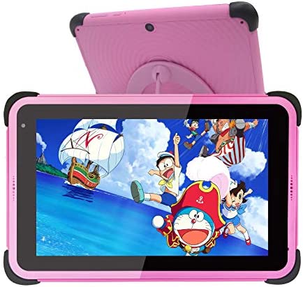 CWOWDEFU Tablet Niños de 7 Pulgadas, Tablet Niños con ROM de 32GB, IPS HD Display Quad-Core Android 11 WiFi, Tabletas de Aprendizaje con Soporte de Estuche a Prueba de niños (Rosa)