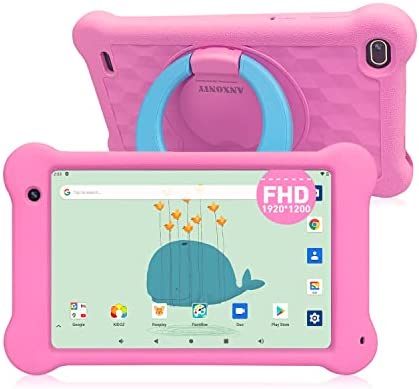 ANXONIT Tableta para niños, 7 Pulgadas 5G WiFi Android 11 Tableta Infantil, Pantalla FHD 1920x1200 IPS, 2GB RAM 32GB ROM, Aplicaciones Kidoz (Pink)