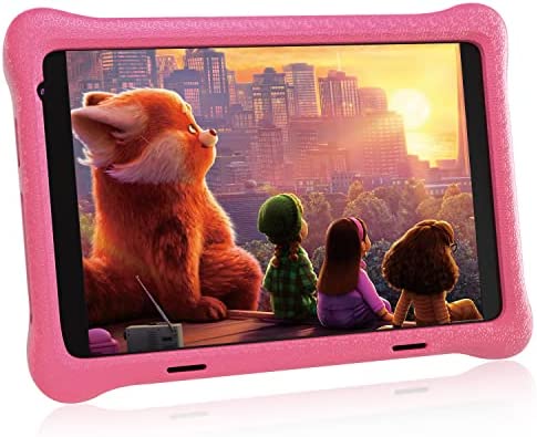 XCX Tableta para NiñOs De 8 Pulgadas, Tablets Android 11 para NiñOs, 2gb + 32gb, Quad Core, Kidoz Instalado, WiFi, Bluetooth, CáMara Dual, con Estuche A Prueba De NiñOs Gratis (Rosa)