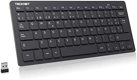 TECKNET Mini Teclado Inalámbrico 2.4G Ultra Delgado, Teclado Inalámbrico USB Ordenador Portátil para PC, Android Smart TV, Laptops (Español,con la Ñ)