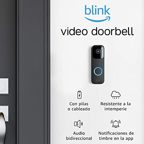 Blink Video Doorbell | Audio bidireccional, vídeo HD, con notificaciones de movimiento y timbre, fácil de configurar, con Alexa integrada — cableado o sin cablear (negro)