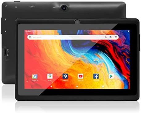 Haehne Tablet 7 Pulgadas, Android 10.1 OS, Certificado por GMS, Quad Core 2G RAM 32GB ROM, Cámaras Duales 2.0MP+0.3MP, WiFi, Bluetooth, 1024 * 600 HD, Negro