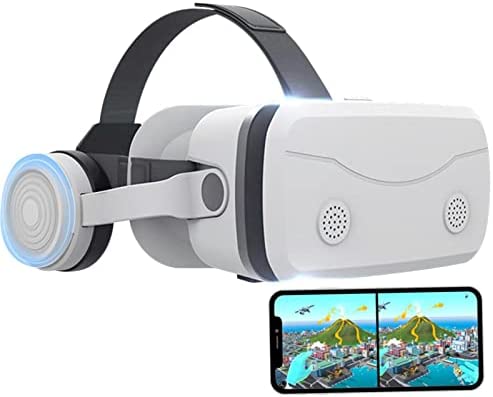 Renywosi Gafas de Realidad Virtual 3D | Auriculares de teléfono Inteligente de Realidad Virtual,PC con Auriculares VR Transpirables para convertir su teléfono Inteligente en una Sala de Cine 3D