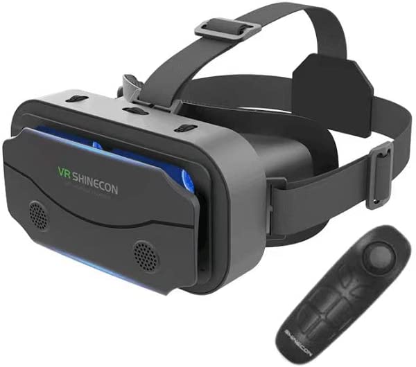 {Newest } Gafas VR 3D, gafas virtuales y cómodas para todos los smartphones, Samsung, Android, ángulo de visión de 90 a 100°, rotación de 360°, con controlador (negro)