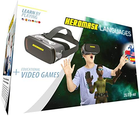 Gafas Realidad Virtual Niños + Juego Educativo Idiomas [ Regalo Original ] Aprende inglés, francés, etc. Juguete niño y niña 5 6 7 8 9 10 11 12 años - Gafas virtuales 3D - Cumpleaños - Navidad - VR