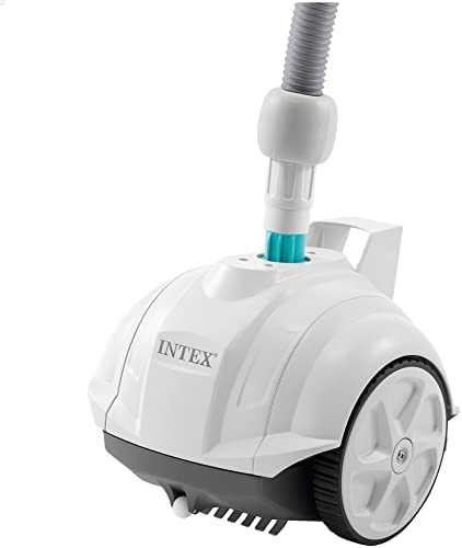INTEX 28007EX - Robot limpiafondos piscina Krystal Clear ZX50, Limpiador fondo piscina, Manguera 6.5 m antienrredos, recipiente para desechos 0.8 L y giro automático, 3.407-5.678lt, Blanco