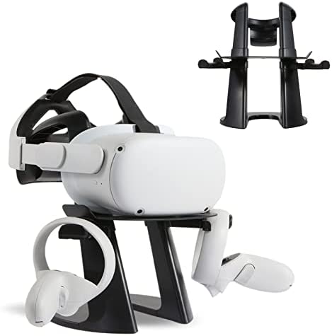 Soporte de realidad virtual, duradero y estable soporte de exhibición de realidad virtual compatible con Oculus Quest, Quest 2, auriculares Rift S y controladores táctiles (negro)