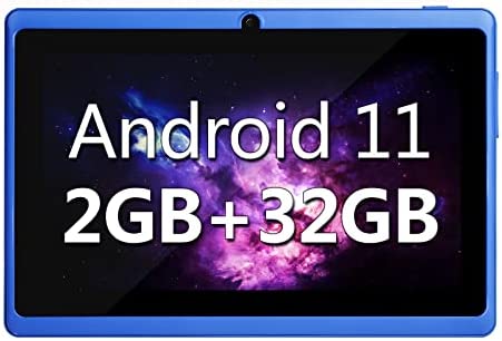Haipky 7 Pulgadas Google Android 11,0 Tablet PC 2GB RAM 32GB ROM Quad Core Dual Cámaras 1024x600 HD Pantalla WiFi Bluetooth GMS para Adultos Y Niños (Azul)