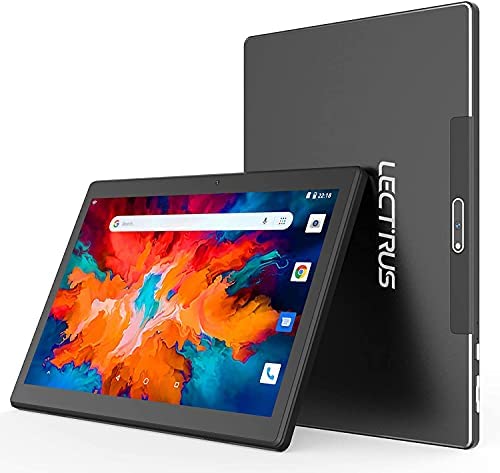Lectrus Tablet 10 Pulgadas, Tablets Android 10, Procesador Quad-Core 1.6GHz, 800 * 1280 IPS, 6000mAh Batería, 2GB RAM+32GB ROM, SD 128GB, Cámara Dual 2MP+5MP, WiFi/Google/Bluetooth - Negro