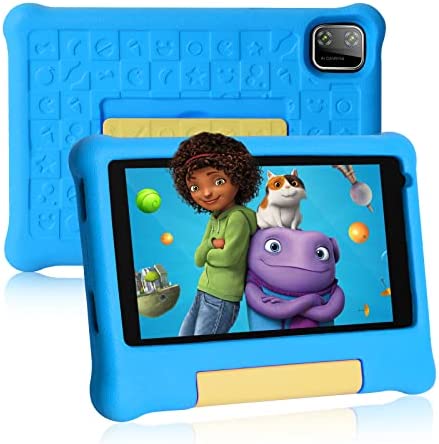 Tableta Infantil de 7 Pulgadas, Tableta Infantil Android 12, Extensión 32GB ROM 128GB, Software Infantil Preinstalado, Bluetooth,Tableta Infantil con Funda Antisísmica (Blue)